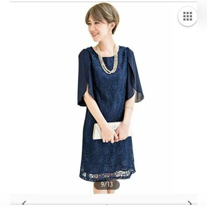 ★送料無料★7号(S)☆紺の総レースワンピース(OPN3170)