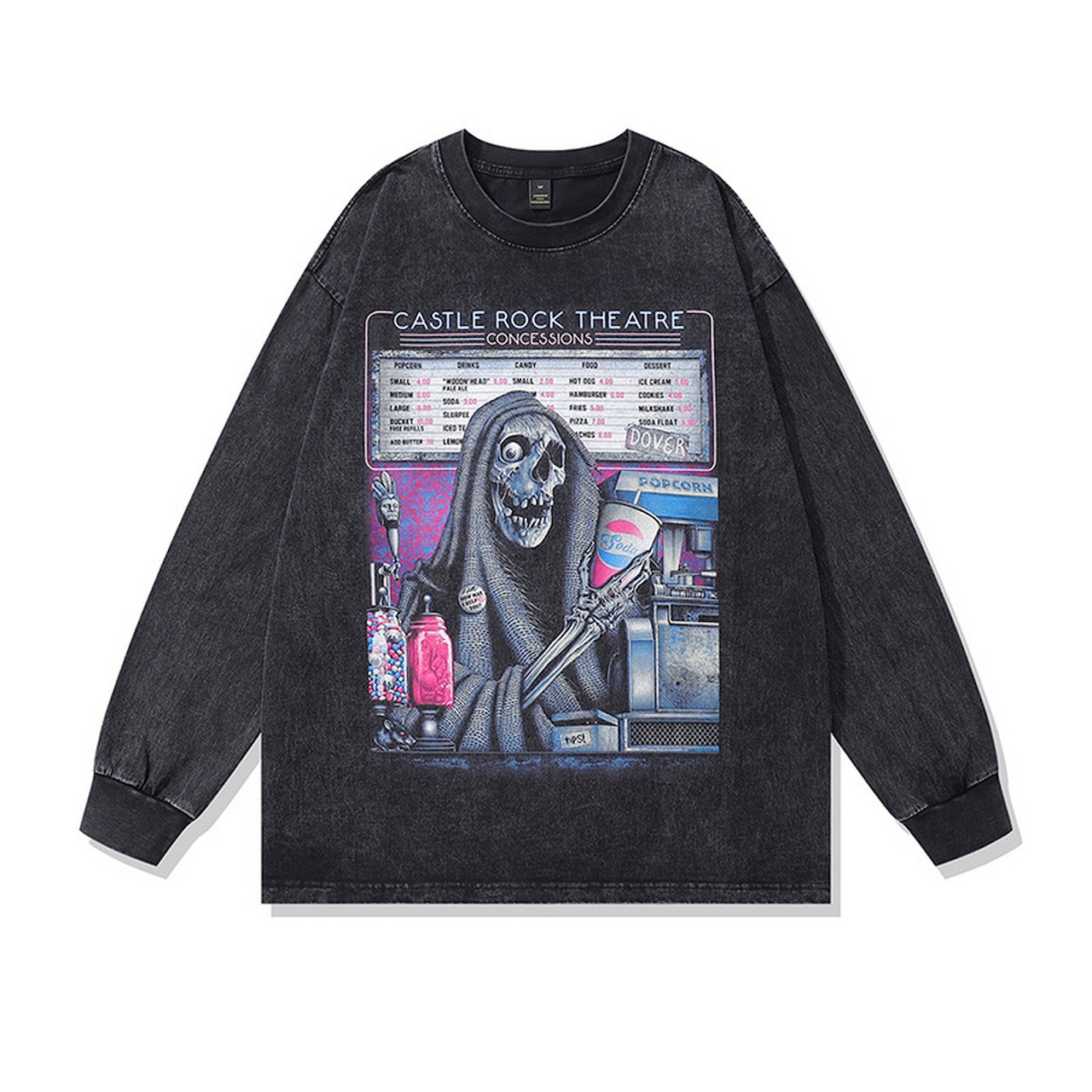 VINTAGE ストリート スカルドリンク ロングTシャツ T1279