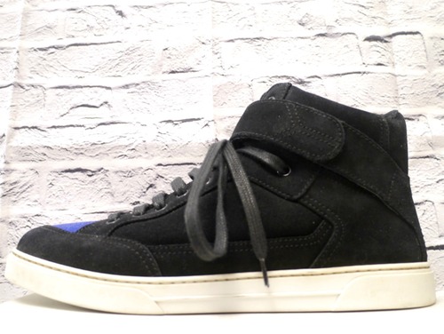 美品◆SAINTLAURENT PARIS サンローランパリ ミドルカット バイカラー スエードレザー ベルクロ スニーカー 42 黒青◆足元のワンポイントに
