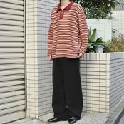 half zip design border knit polo