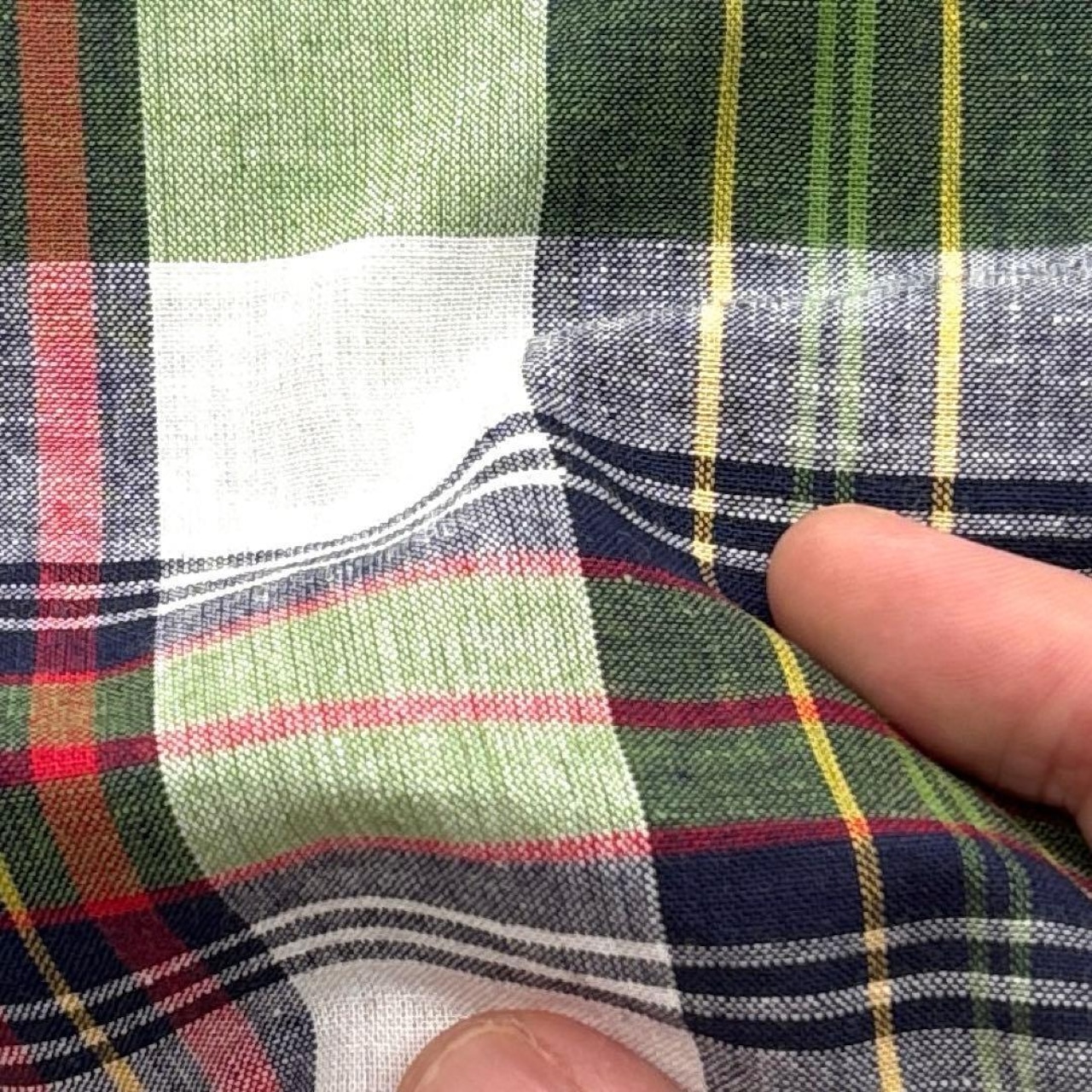 cd490◆3m◆L◆ラスト1点‼◆訳あり◆綿100%マドラスチェック生地◆グリーン系