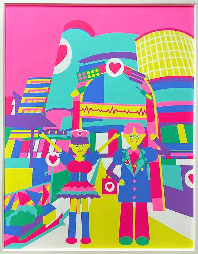 Yuka Izuhara 原画作品 【Welcome to Harajuku hospital】 (F50号) 明石家さんま画廊 出展作品