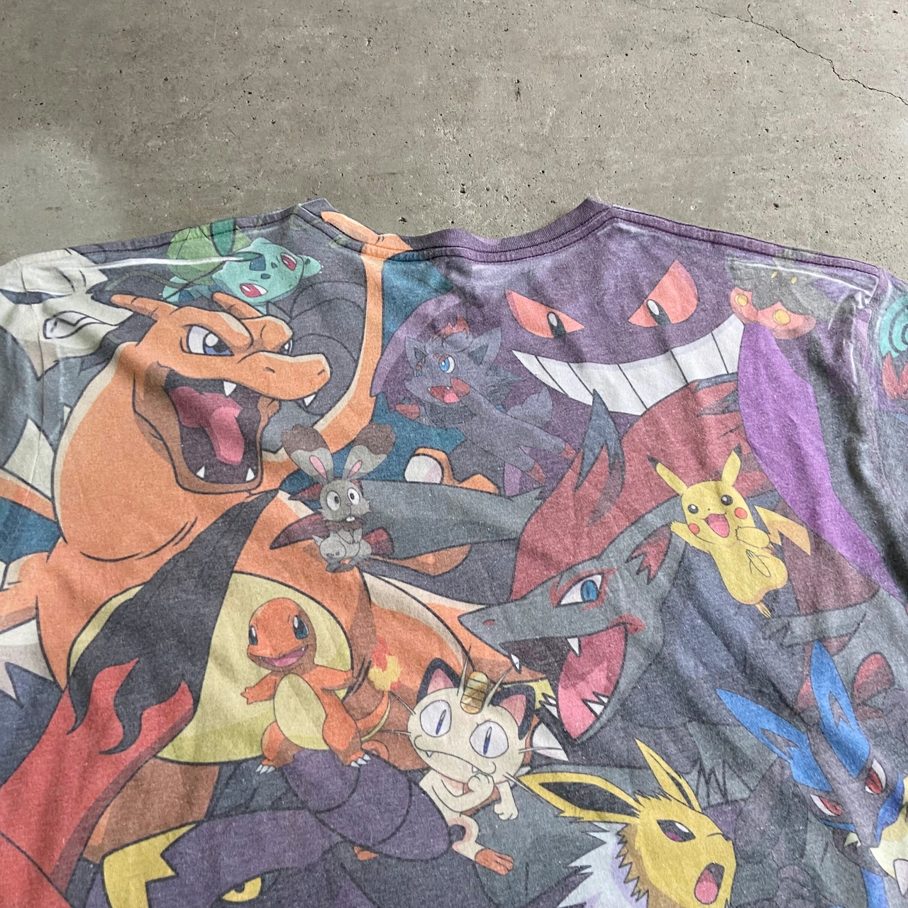 ポケモン キャラクター 総柄 オーバープリントTシャツ メンズL 古着 