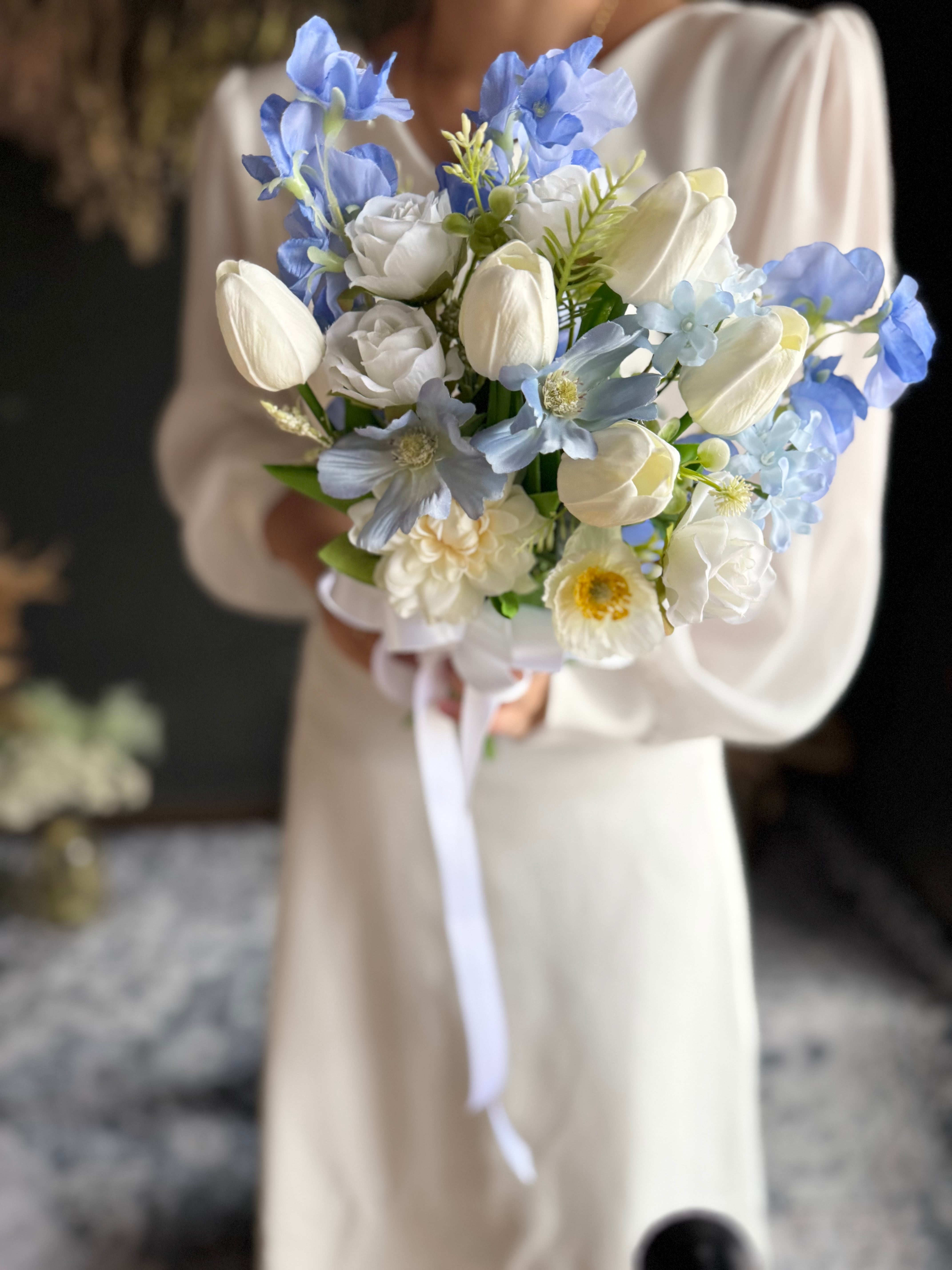 【即日 発送ok】チューリップ・スイートピーの柔らかな色合いのブーケ　結婚式 即日 発送ok】チューリップ・スイートピーの柔らかな色合いのブーケ 結婚式