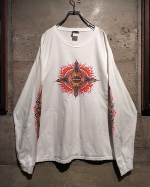 【Caka】"HARLEY DAVIDSON" 00's Tribal Flame Loose L/S T-Shirt