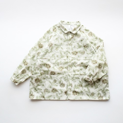 《MOUNTEN. 2026AW》flower camo pocket shirt / leafgreen / size0(145-155cm程度）