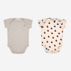 BOBO CHOSES /  Sail boat all over short sleeve bodies set