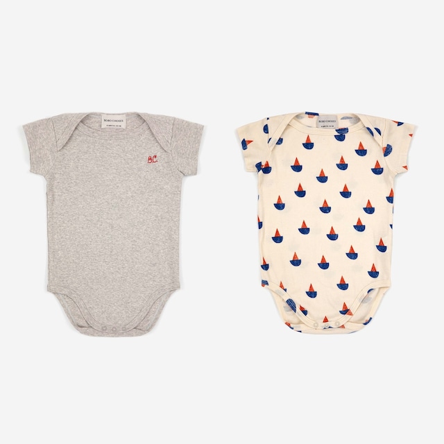 BOBO CHOSES /  Sail boat all over short sleeve bodies set