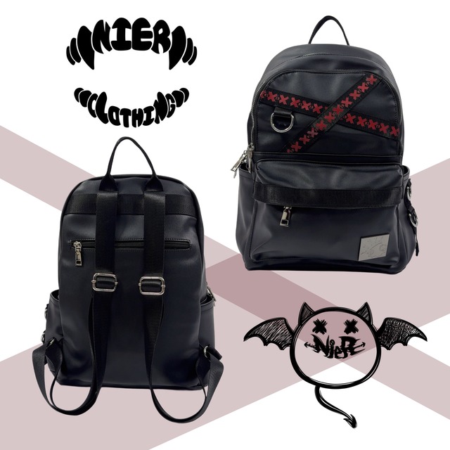 CROSS LINE PU LEATHER BACKPACK