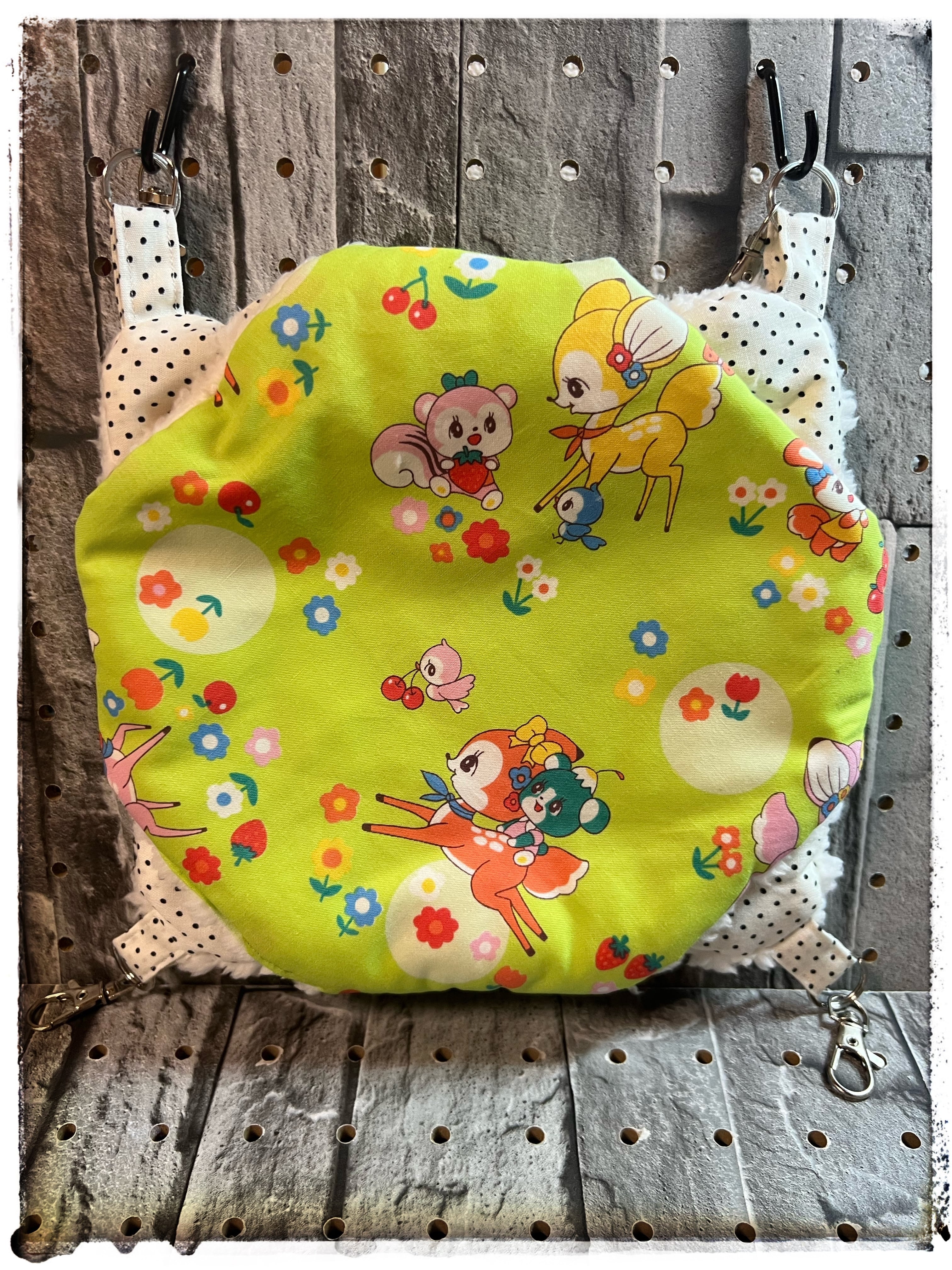 モモンガハンモック18×18☆レトロな動物たち グリーン | モモズと