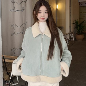 【送料無料】 ジャケット フレア Aライン ファスナー ブルー 大人カラー ニュアンスカラー 厚手生地 ボア ショートコート アウター 羽織り 長袖 Vネック 襟付き 防寒 暖かい かわいい 大人可愛い おしゃれ 大人女子 こなれ感 コンサバ フェミニン ガーリー 無地 冬 女性 レディース ママ 20代 30代 デート お出かけ 休日 アウトドア 着回し 普段使い ファッション 垢抜け 裏ボア ファー