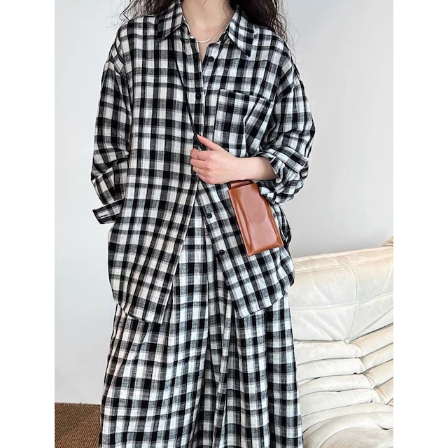 cotton check casual set-up A-00032