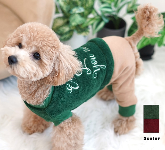 【SALE】 cozy all in one S ~ XL 2color  /  犬服 冬 オールインワン もこもこ ドッグウェア ロンパース 犬の服 シンプル ボア 暖かい