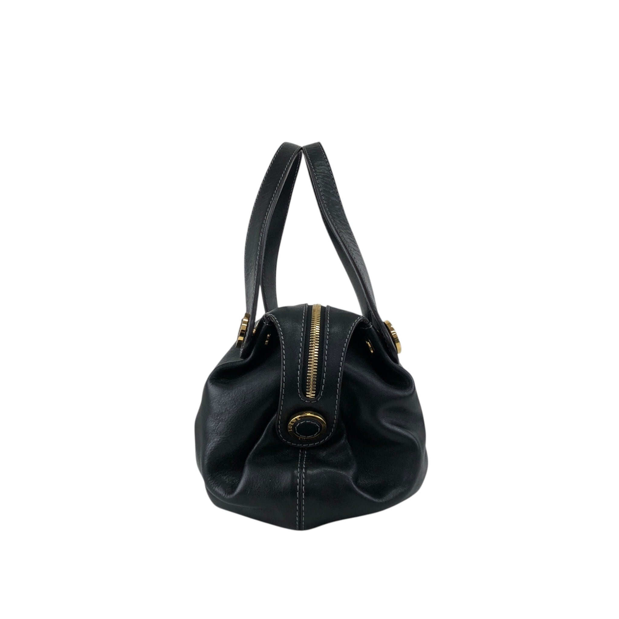 LOEWE ロエベ ハンドバッグ ブラック アナグラム レザー vintage