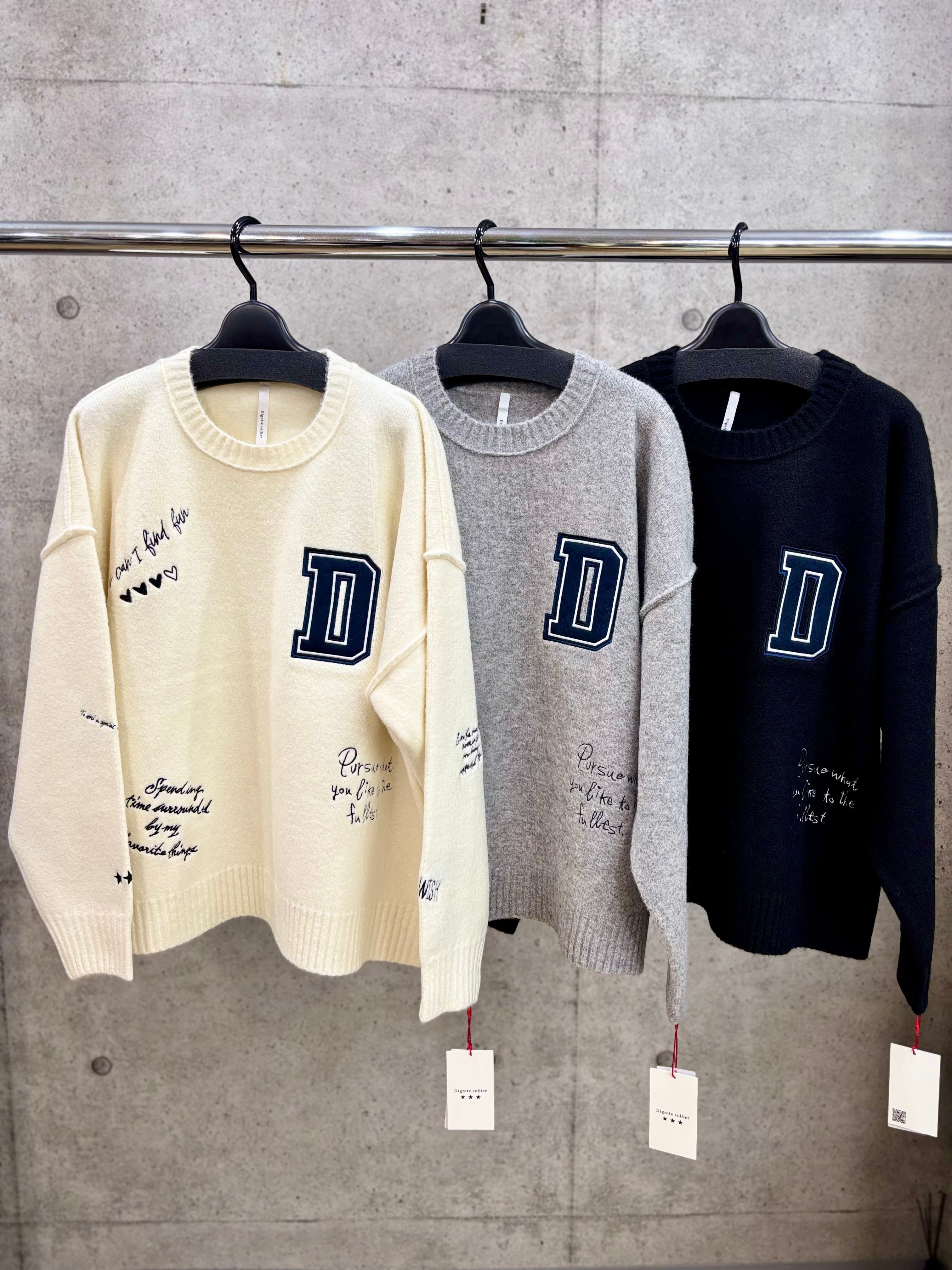 【送料無料】DigniteCollier(ディニテコリエ)刺繍KNITPO ニット プルオーバ 刺繍 ワッペン カジュアル キレイめカジュアル 手洗い可能 80256570