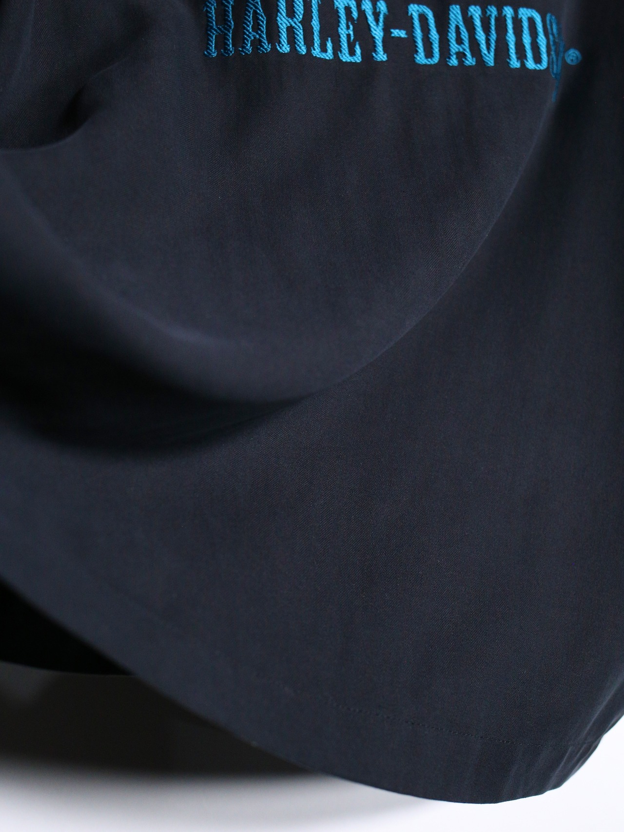 "Harley-Davidson" 刺繍 front and back design oversize silk shirt - 16
