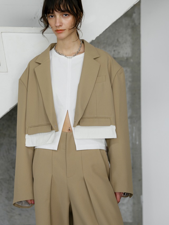 【Exclusive Line】oversize cropped jacket（beige）