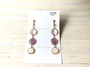 【ピアス変更可能】ponne/3連つぶつぶイヤリング