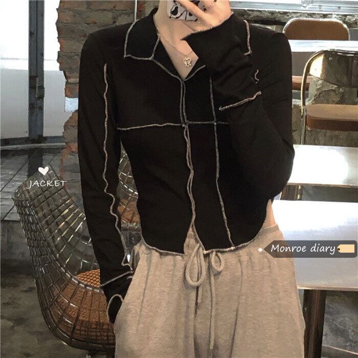 ブラックTシャツ シャツ スプリングクロップドトップス ロング 春物 モンロー23002633928