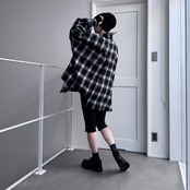 Ombre check asymmetric zip JK/black