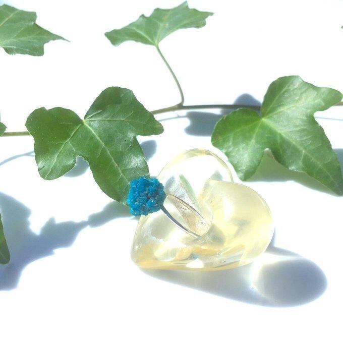 【一点物】✦⋆.青い星屑⋆.カバンサイト原石リング⋆.·silver925⋆.·✦