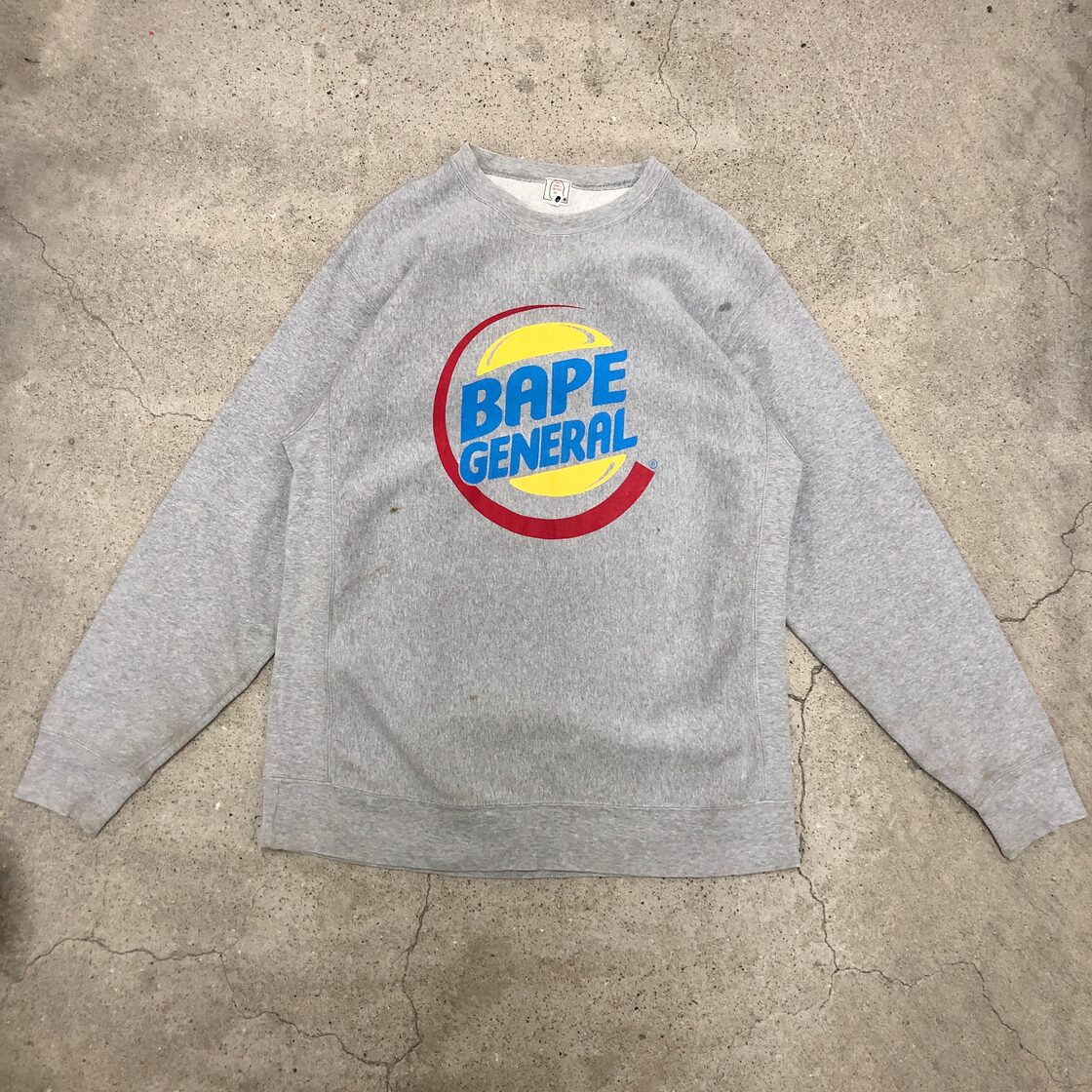 90～00 A BATHING APE/BAPE GENERAL print Sweat/初期タグ/L/ロゴ 
