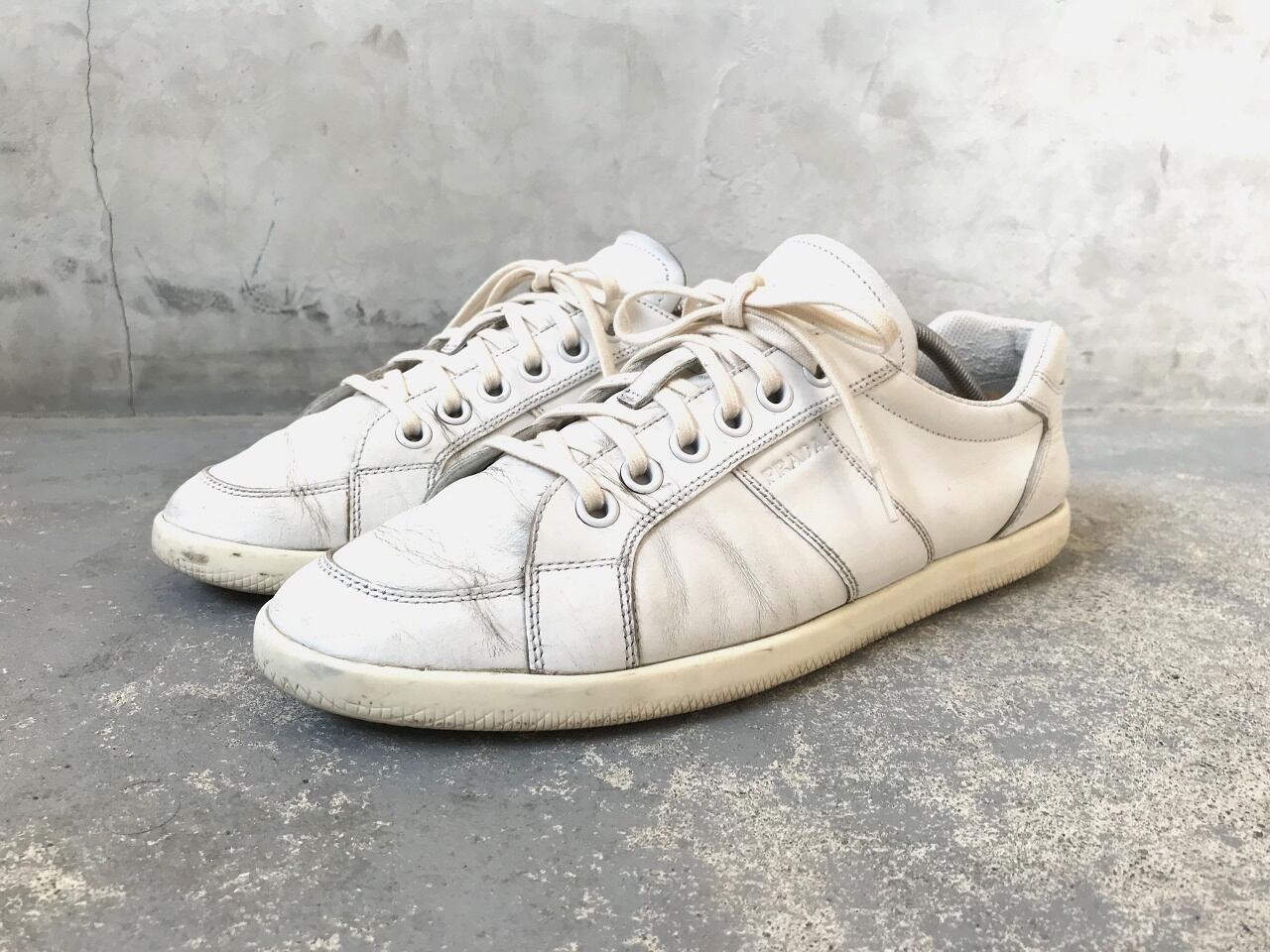 PRADA white leather shoes