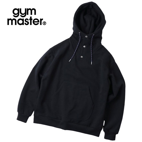 gym master ジムマスター 12oz ヘビー裏起毛 スウェット プルオーバーパーカー スナップボタン ワイドシルエット メンズ G833739 ブラック