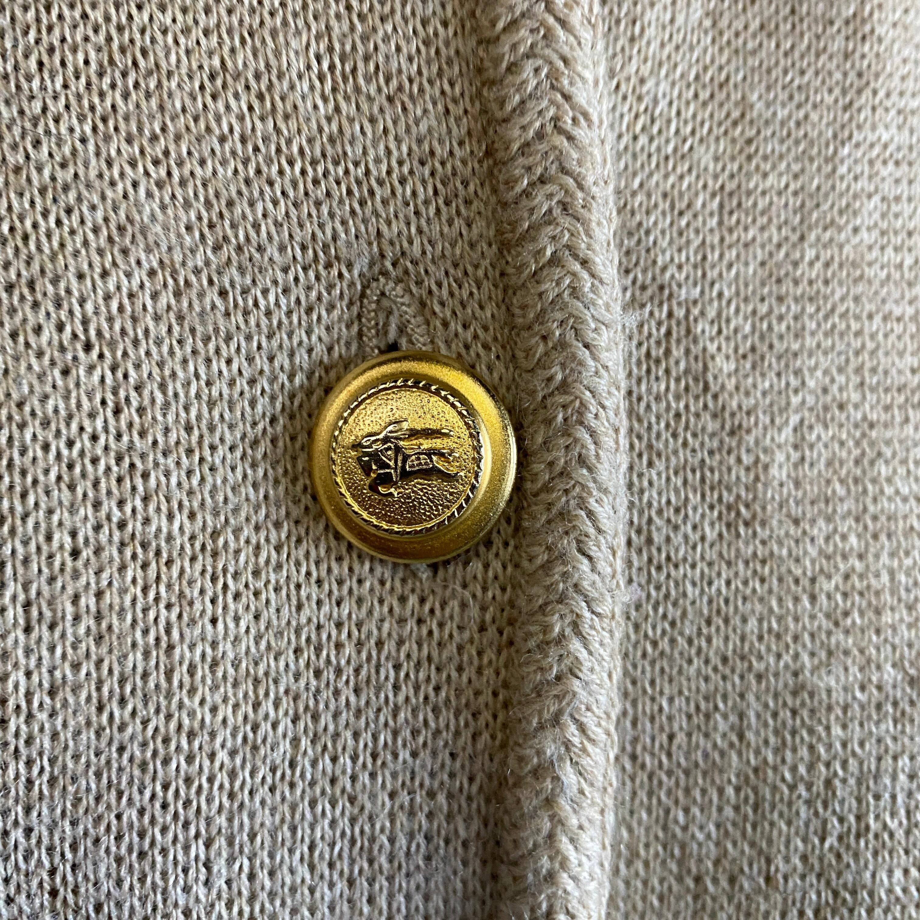 【極美品•90sアーカイブ】バーバリーズ カーディガン セージグリーン 紋章ロゴ Burberry's バーバリー 旧タグ ウール×アクリル ニット カーディガン