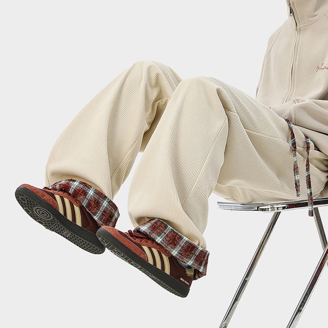 【逃離地球シリーズ】★カジュアルパンツ★ 4color 裏起毛 ボトムス ズボン コーデュロイ 男女兼用 メンズ チェック柄