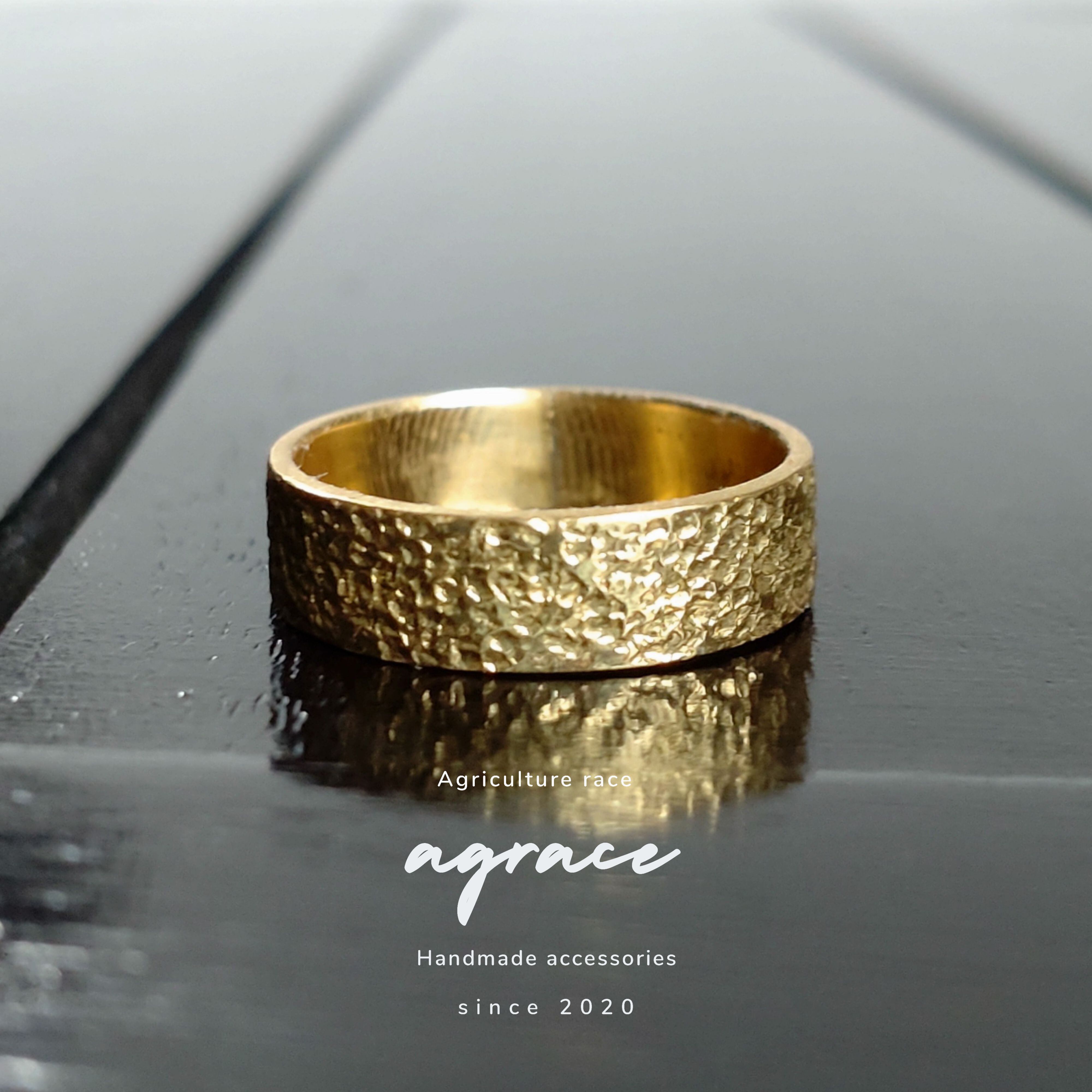 5㎜幅】夕焼けに染まる水面(みなも) 真鍮リング | AGRACE