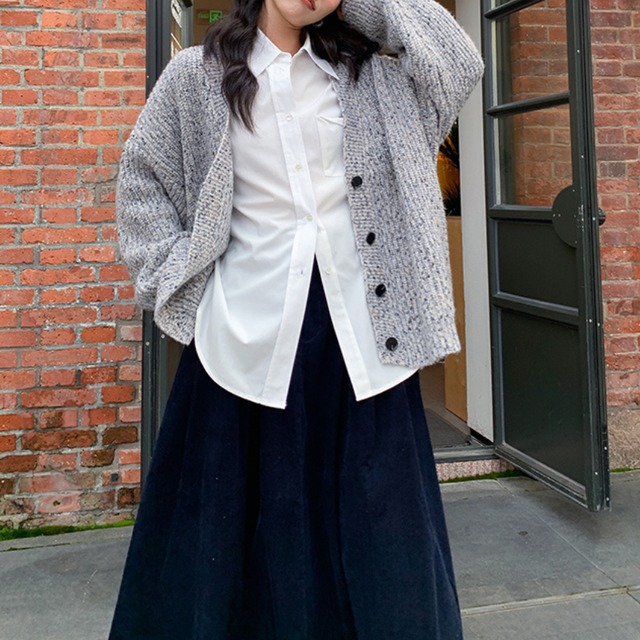 v-neck knit cardigan　J00170