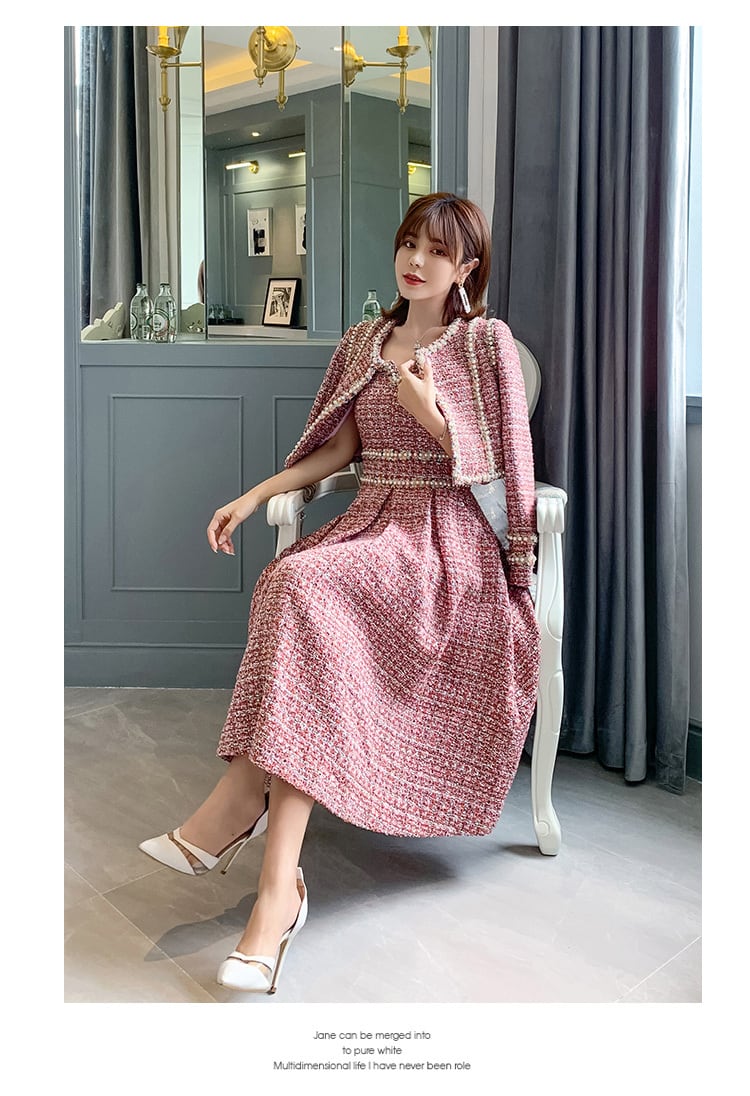 セットアップ レディース 送料無料 ツイードセットアップ ノーカラー