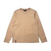TOMMY HILFIGER トミーヒルフィガー Vネック 長袖 Tシャツ M/うすだいだい色 メンズ