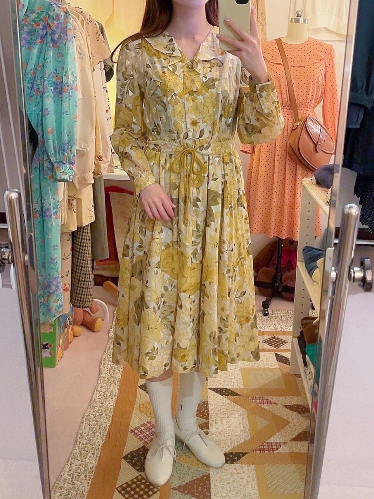 yellow sheer flower flare one-piece