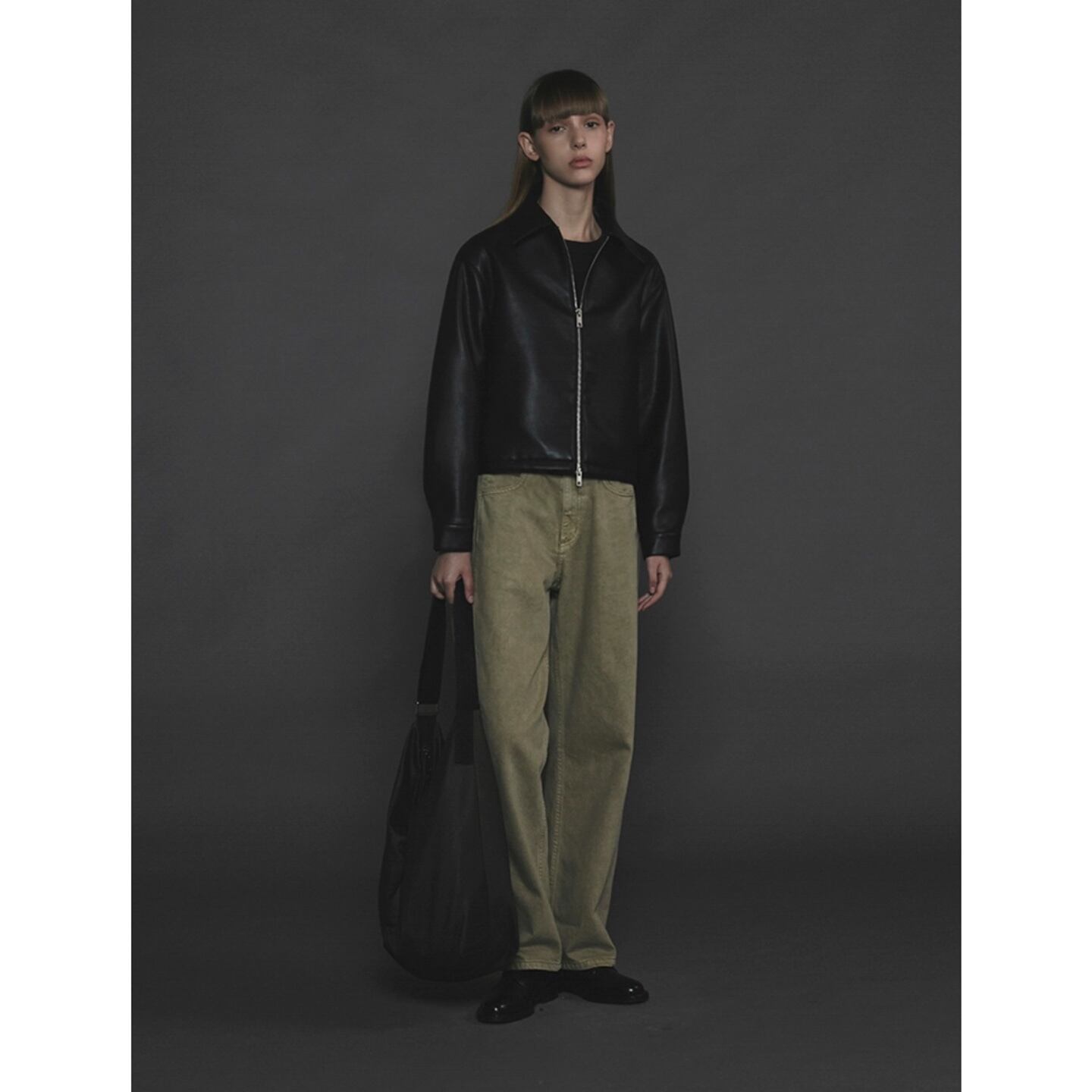 lafudge woman レザージャケット LAFUDGE FOR WOMAN] Buffing leather minimal blouson_Black 正規品