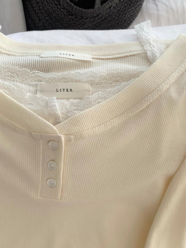 (LITER)  elly button t-shirts / 2color