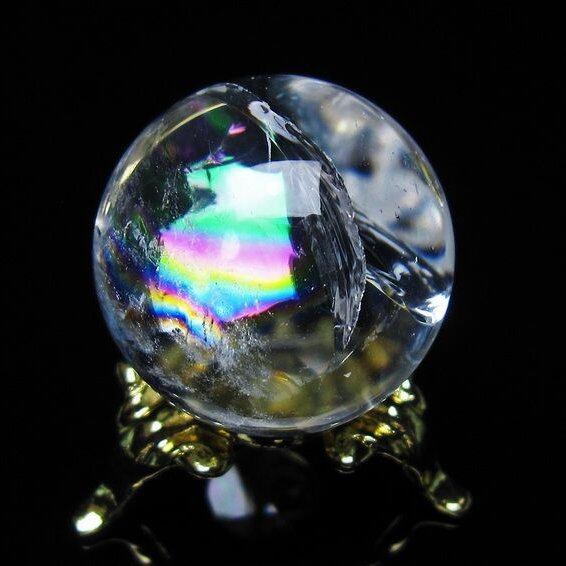アイリスクォーツ 水晶 丸玉 虹入り 26mm スフィア 置物 水晶玉 一点物 141-7068