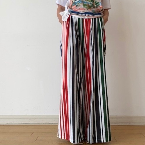 VILAGALLO マルチカラーストライプワイドサッカー生地パンツ SPAIN:VIL33246¥28.000＋tax
