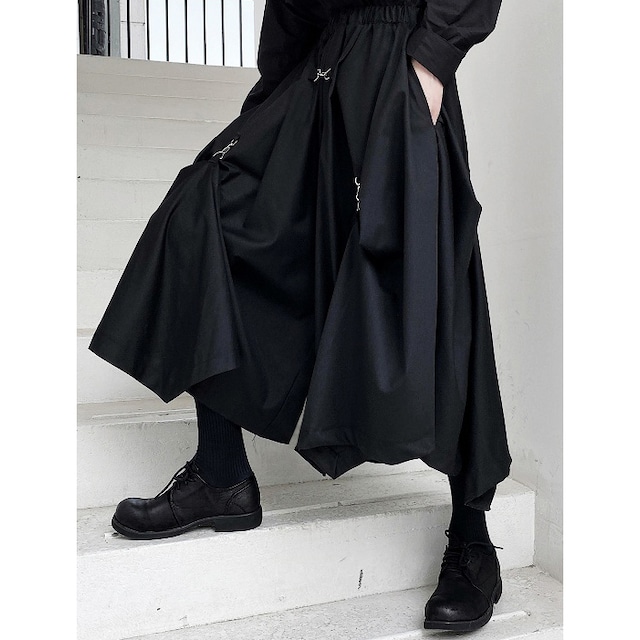 【之】★ワイドパンツ★ブラック ファスナー デザイン メンズ 中国ファッション kore