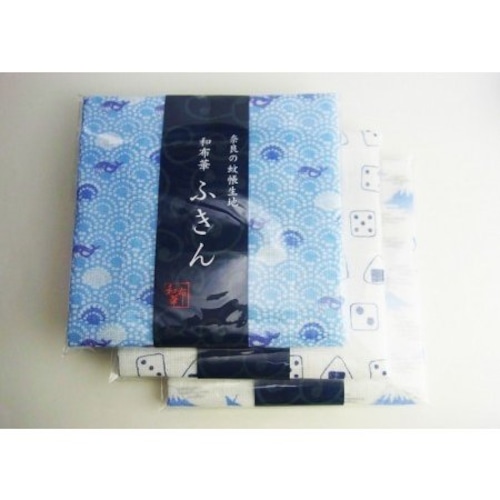 奈良の蚊帳生地布巾3枚セット　和布華　富士山鶴となみまくじらとさいころり