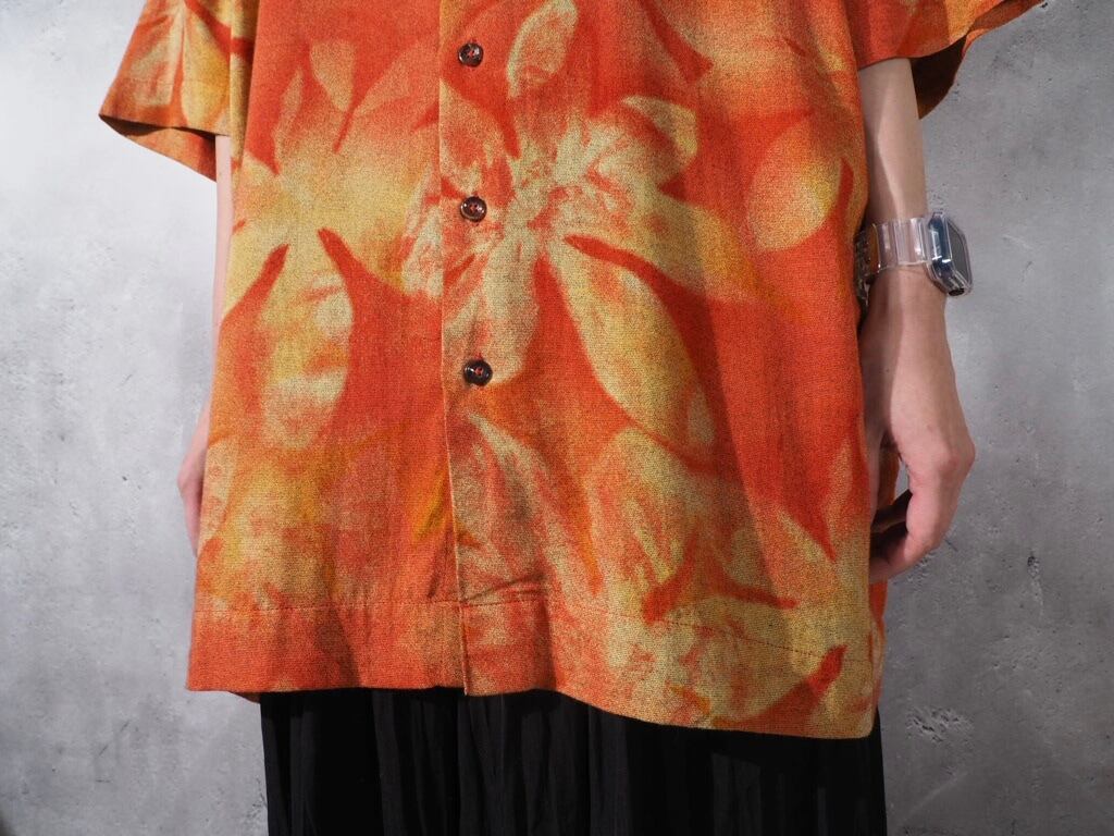 Haupt Flower printed Box silhouette drape shirt (made in Germany)