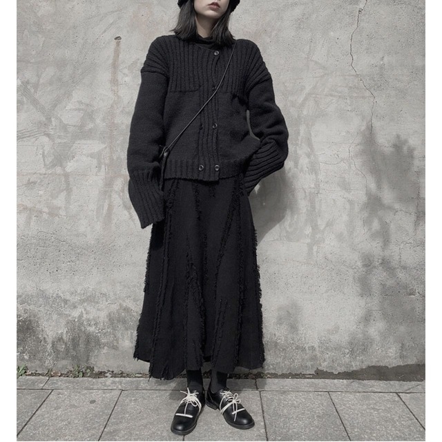 Draped knit mid-length skirt C0465