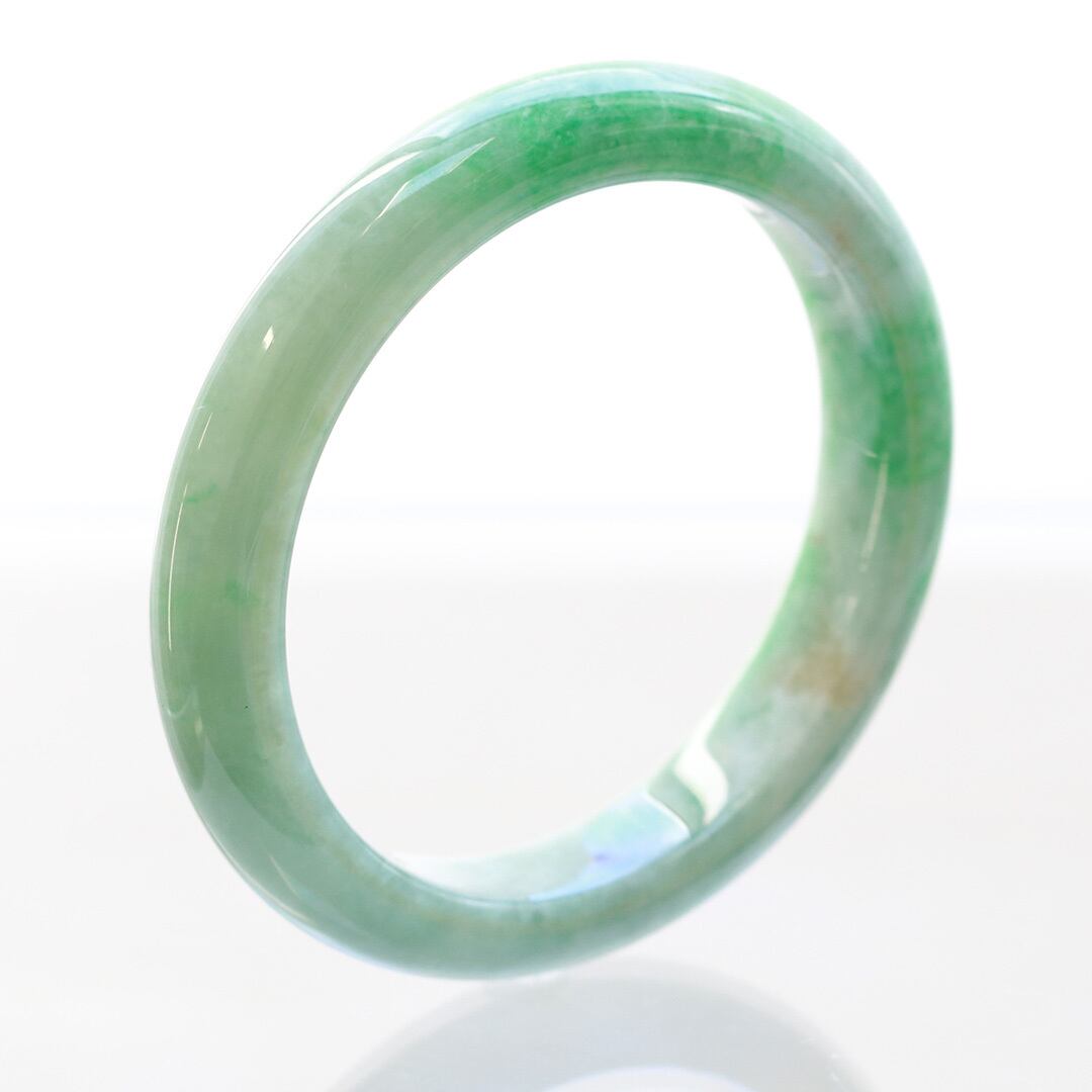 内径 約58.5mm 】重厚感ある翡翠のバングル komaru/ green A貨翡翠