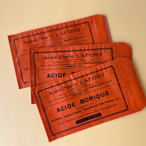 France アンティーク・薬局の紙袋 (ACIDE BORIQUE ) /  vp0277