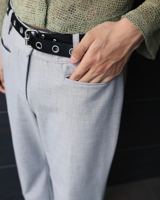 Gray wide straight slacks