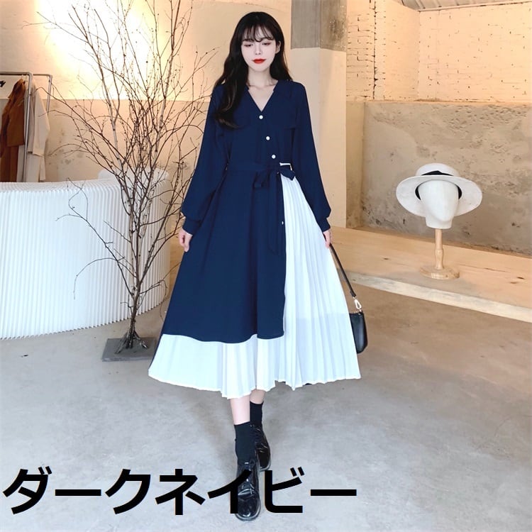 ロングワンピース レディース ワンピース 長袖 vネック ロングワンピース レディース ワンピース 長袖 vネック