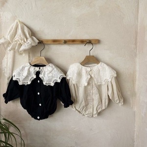 【BABY】韓国風　レース襟ロンパース