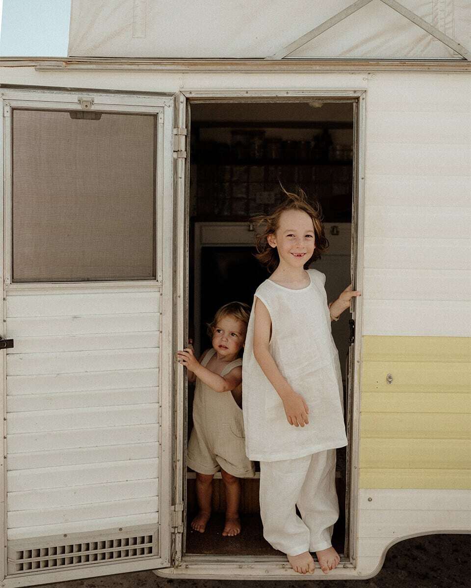 その他 son and daughter Koa Linen Sets 3-4y son and daughter】Koa Linen Sets - Black | RIRIBELL