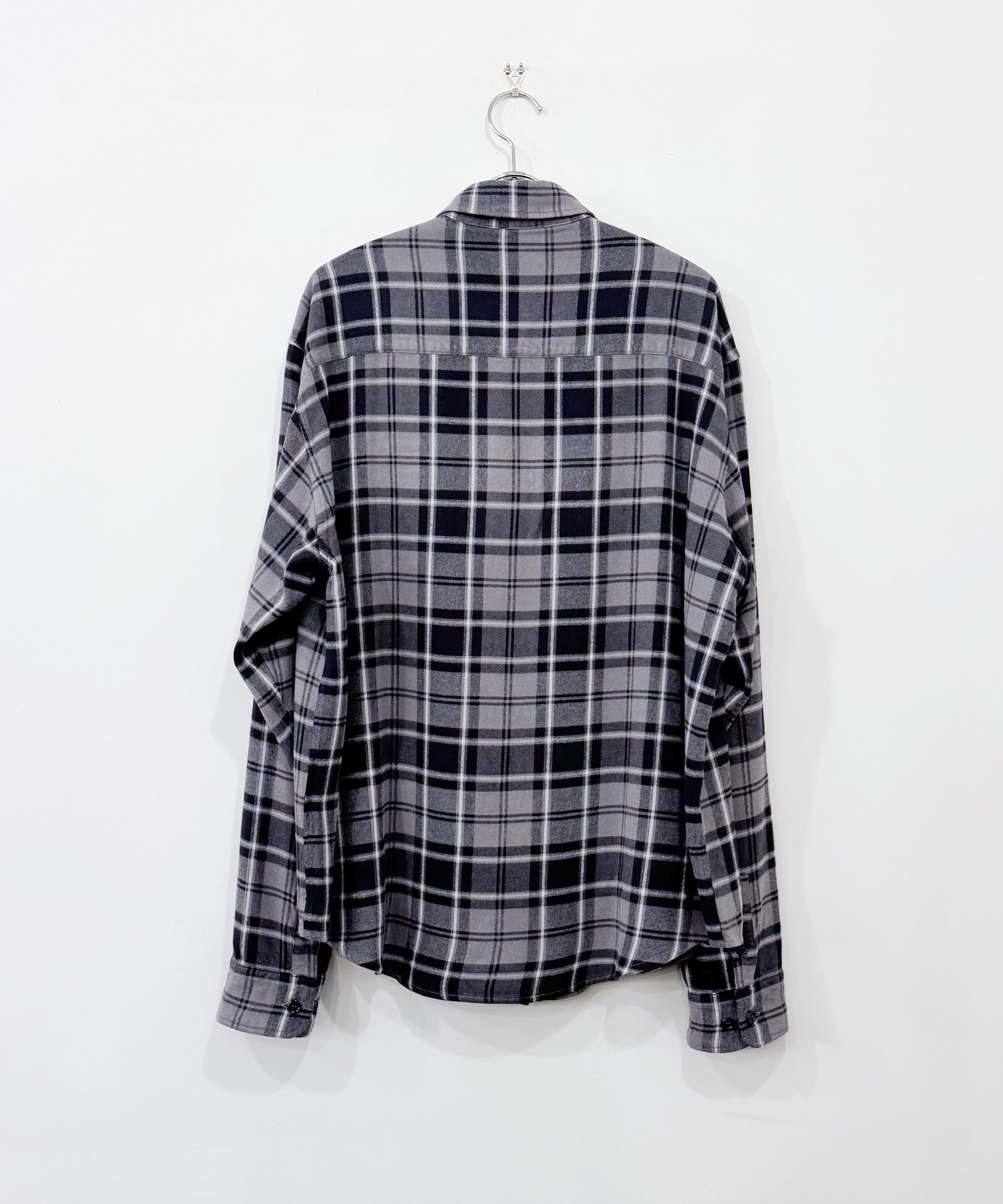 UNUSED / US2524 RAYON CHECK SHIRT (GRAY×DARK GREEN) | AfterSchool